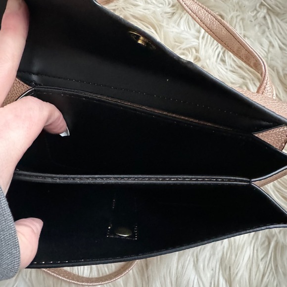 Tahari Rose Gold Mini Glamper Cross Body Bag Faux Pebble Leather - Picture 8 of 12